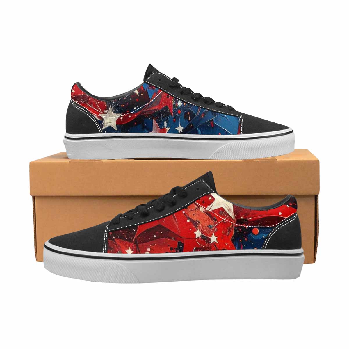 WOMEN'S Patriotic Stars Stripes Lace-Up Canvas Vivid Custom Sneakers