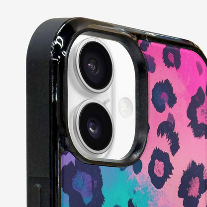 iPhone 16 Case — Leopard Neon Pink Teal Airbrush, Customized Protective Case