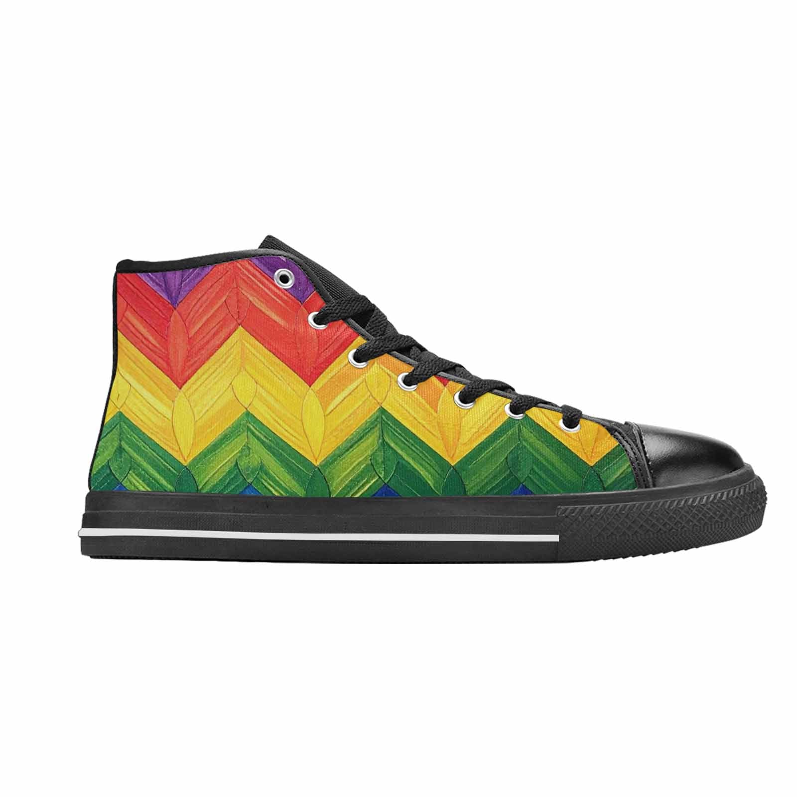 MEN'S Rainbow Pride Flag High Top Canvas Cottagecore Custom Shoes