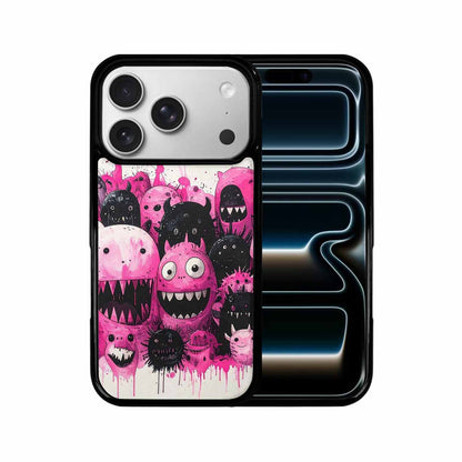 iPhone 17 Pro Case — Black Pink Ink Monsters General Cartoon, Unique Phone Case Design