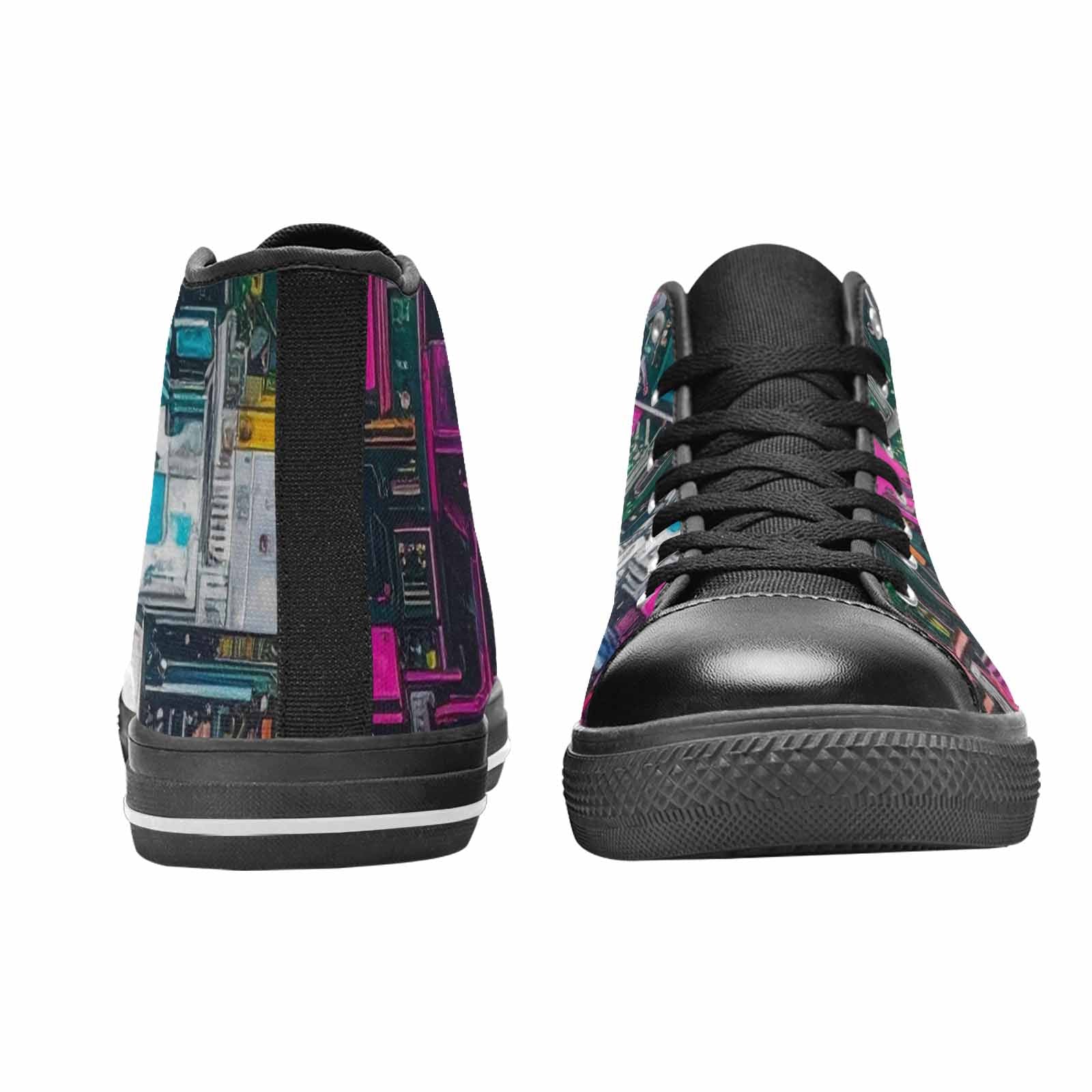 WOMEN'S Circuit Board Cyberpunk High Top Canvas Vibrant Chaos Sneakers