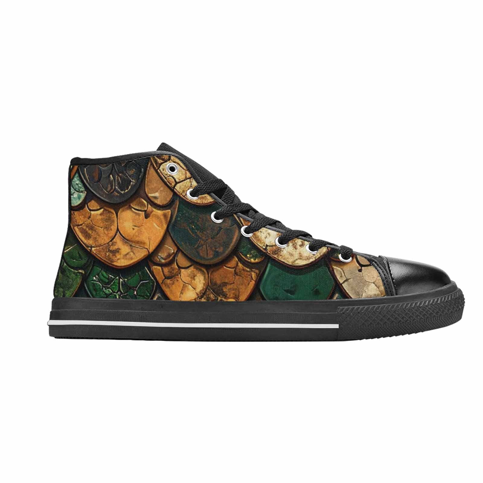 MEN'S Snake Skin Reptile High Top Canvas Neon Fantasy Custom Sneakers