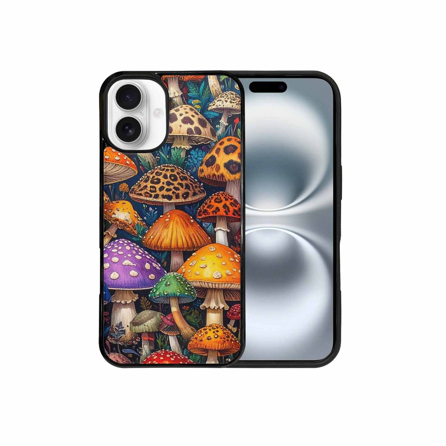 iPhone 16 Plus Case — Mushrooms Pattern Hundreds Of 0x7, Custom Print Case Cover