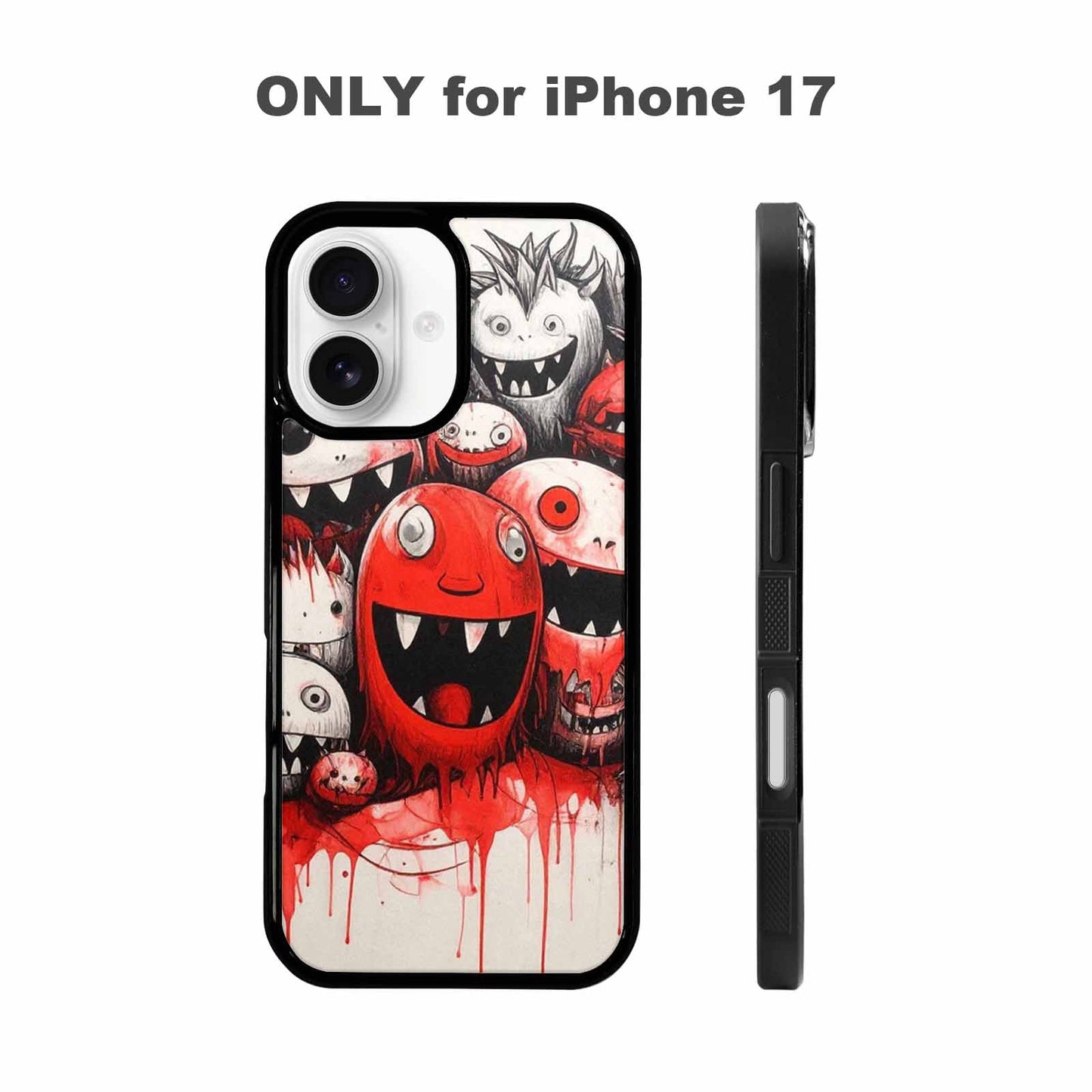 iPhone 17 Case — Black &amp; Red Ink Cartoon Cute, Custom Made Phone Cover