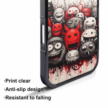 iPhone 17 Pro Max Case — Black &amp; Red Ink Cartoon Cute, Custom Printed Phone Case