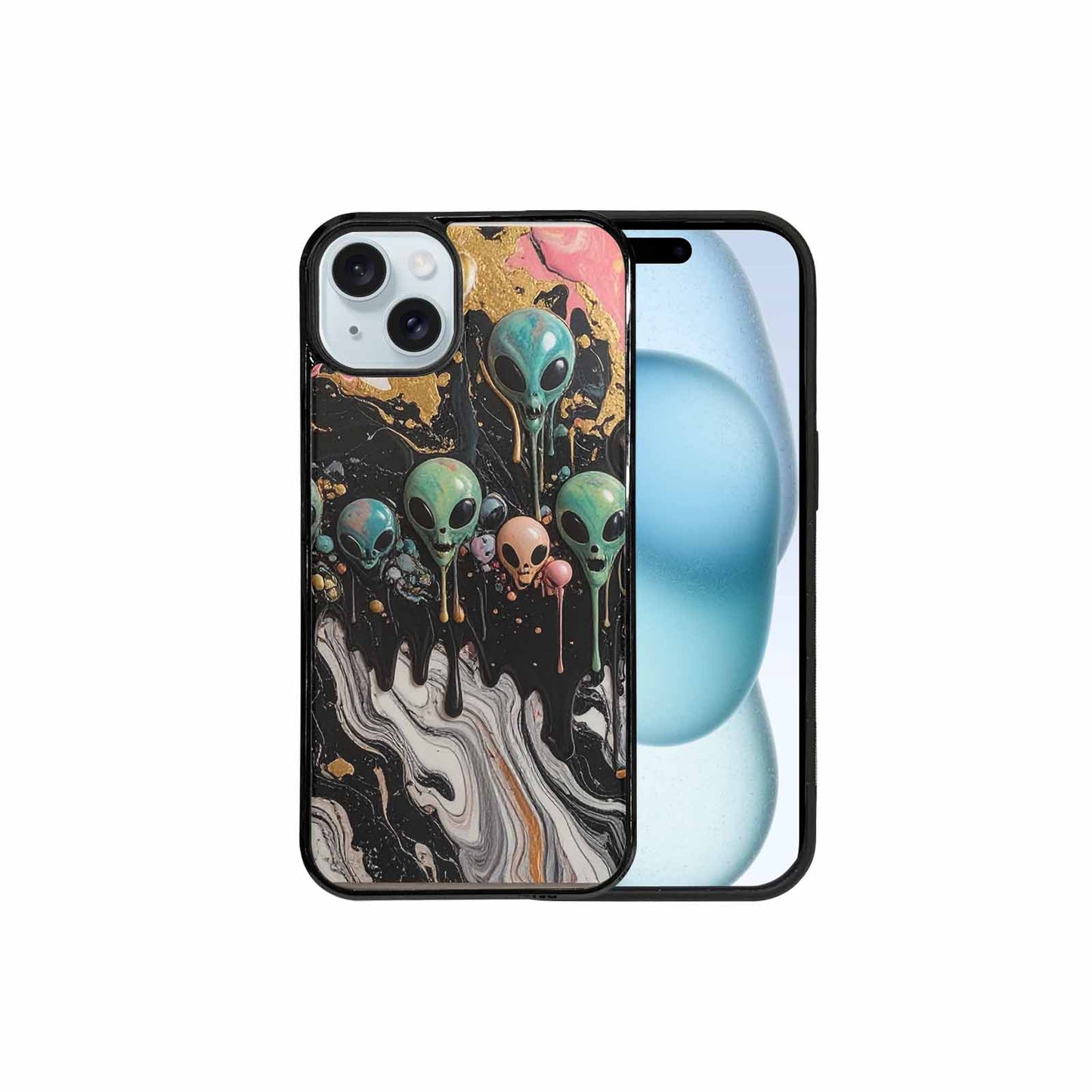 iPhone 15 Plus Case — Aliens Marblemelting Aliens Pa Ciq, Customized Protective Case