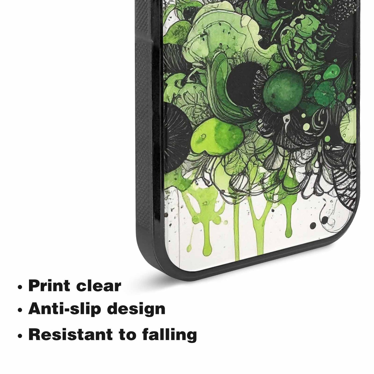 iPhone 15 Case — Sea Creature Burst Black Green Ink, Custom Print Case Cover