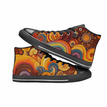 MEN'S Groovy 70S Peace High Top Canvas Neon Fantasy Custom Sneakers