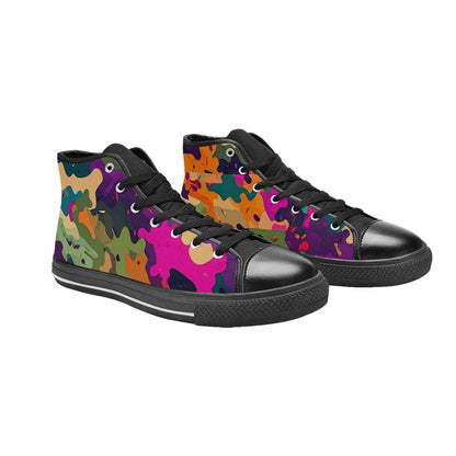 WOMEN'S Military Camouflage Blotch High Top Canvas Surreal Custom Shoes