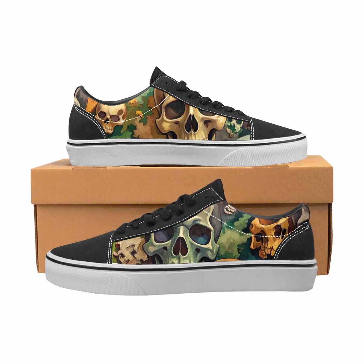 WOMEN'S Skulls  Camo Skulls Lace-Up Canvas Dreamlike Custom Shoes