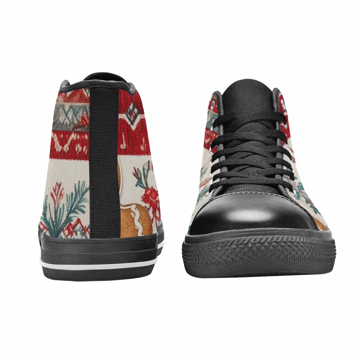 MEN'S Christmas Holly Snowflake High Top Canvas Vivid Shoes
