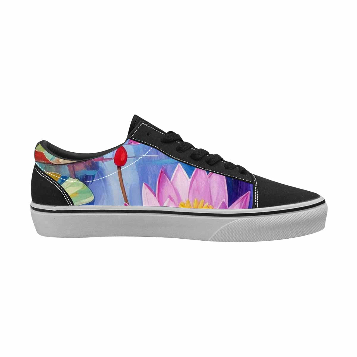 WOMEN'S Monet-Style Impressionist Water Canvas Lace-Up Vivid Sneakers
