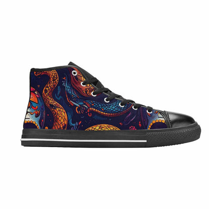 WOMEN'S Snake Skulls Print High Top Canvas Y2K Custom Sneakers