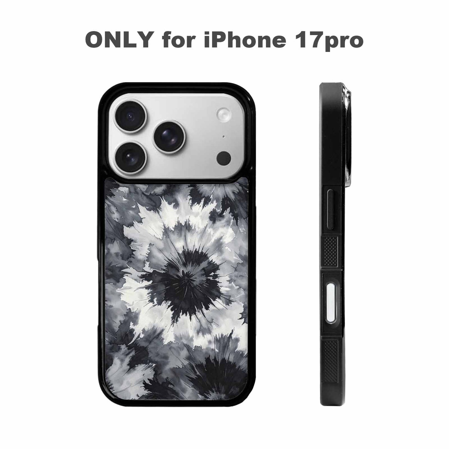 iPhone 17 Pro Case — Tie Dye Black And Gray Tie, Custom Made Phone Cover