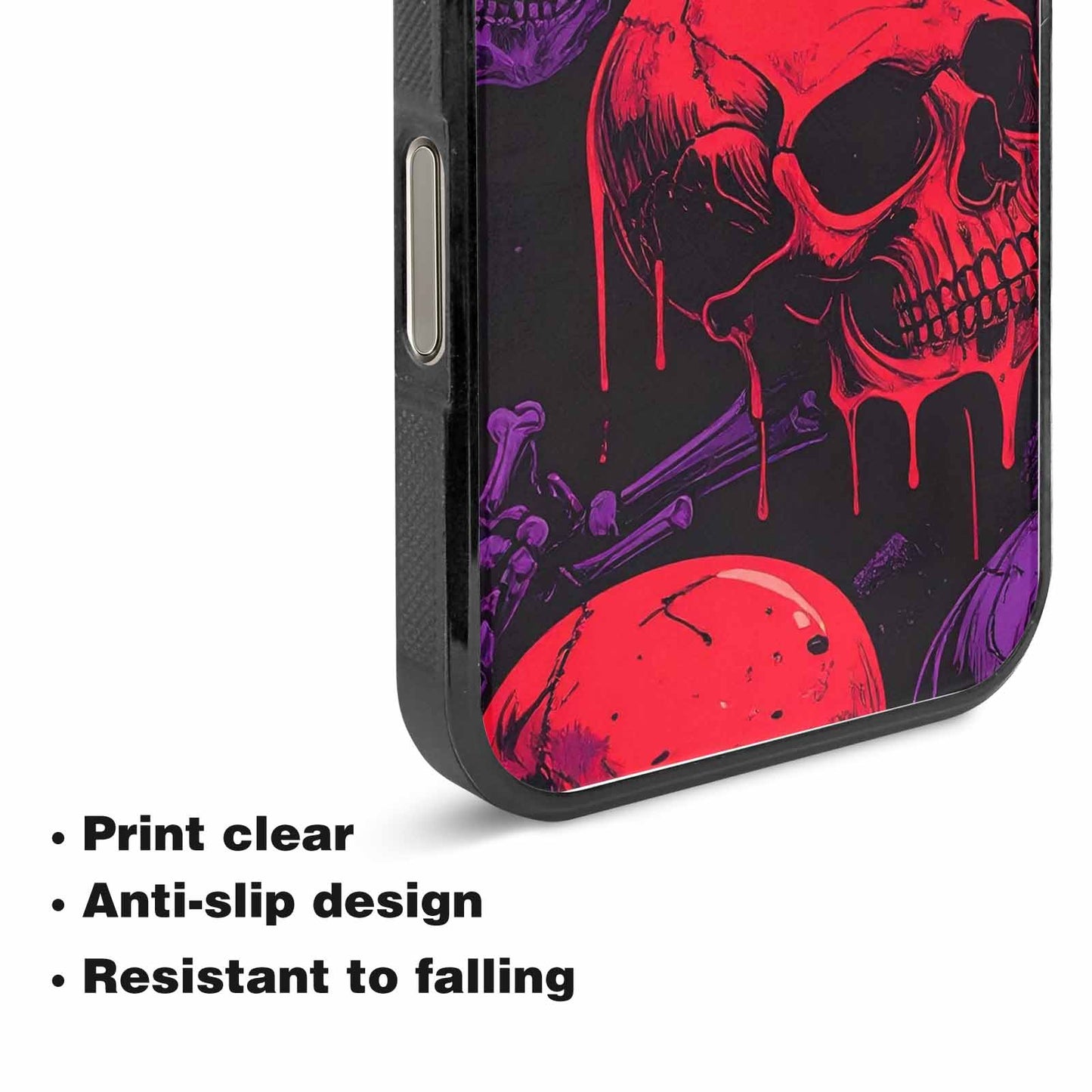 iPhone 15 Pro Max Case — Red Purple Skeletons Neon Drip Melting, Custom Print Case Cover