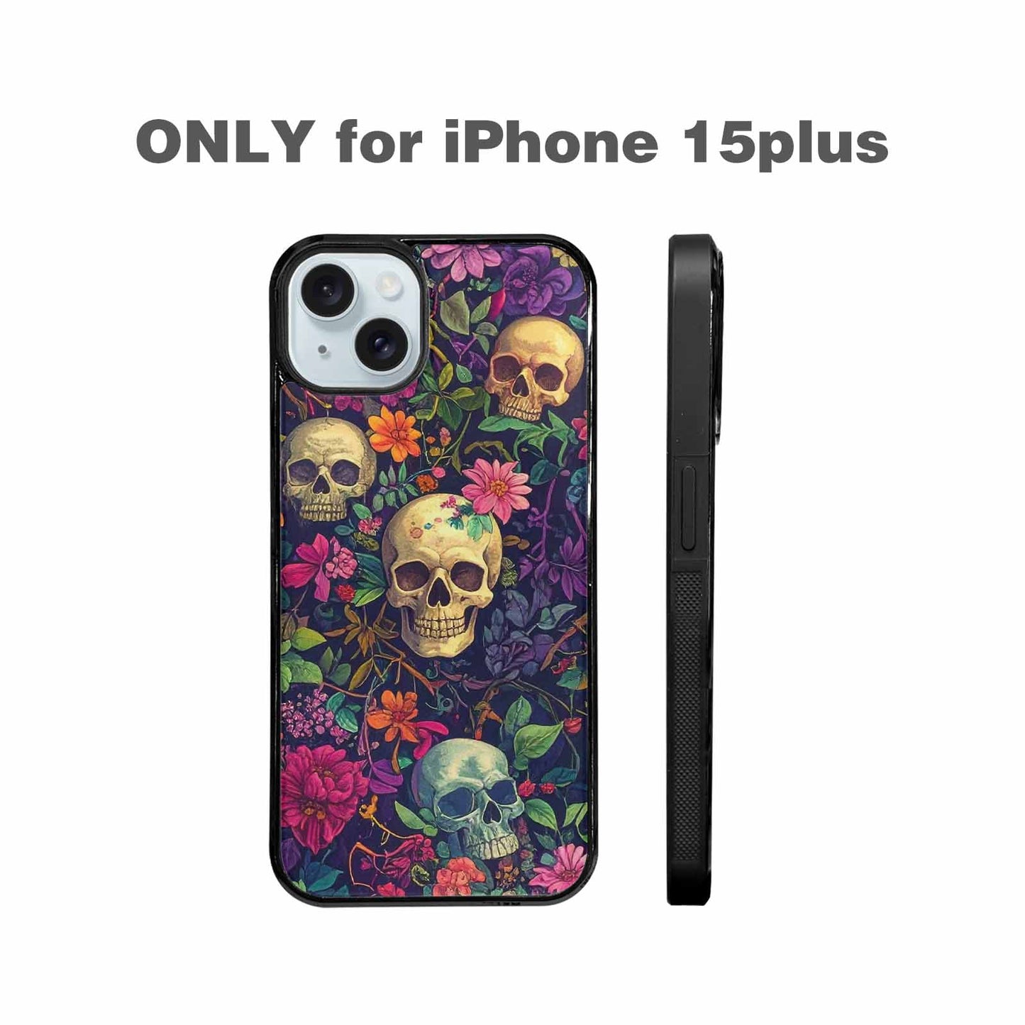 iPhone 15 Plus Case — Skulls Botanicalskulls Pattern, Custom Art Phone Cover
