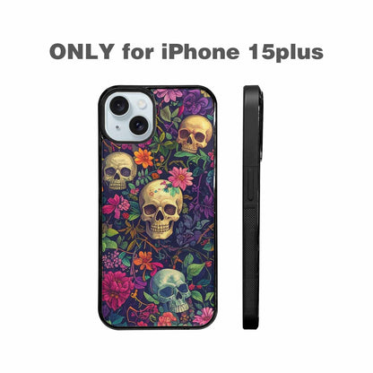 iPhone 15 Plus Case — Skulls Botanicalskulls Pattern, Custom Art Phone Cover