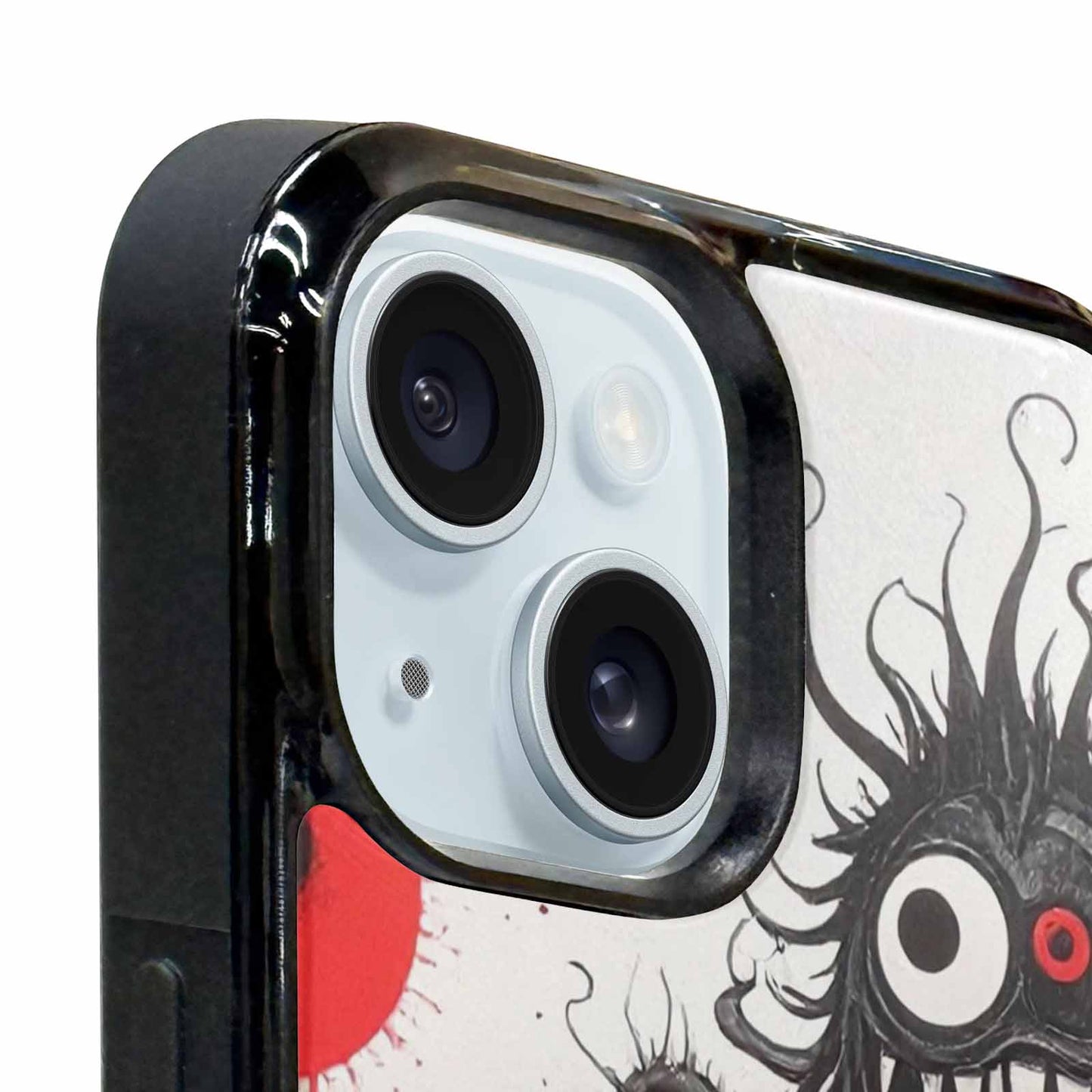 iPhone 15 Case — Multi Eye Monster Black Red Ink, Custom Designed Case Cover