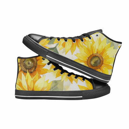 MEN'S Sunflowers Watercolor High Top Canvas Cottagecore Custom Sneakers