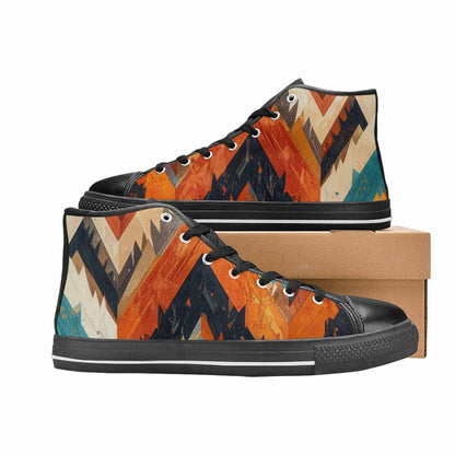 MEN'S Southwestern Geometric Diamond High Top Canvas Neon Fantasy Custom Shoes