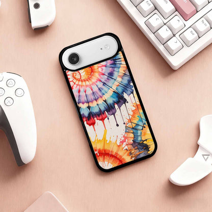 iPhone 17 Air Case — Tie Dye Swirls Black Red Tie, Customized Protective Case