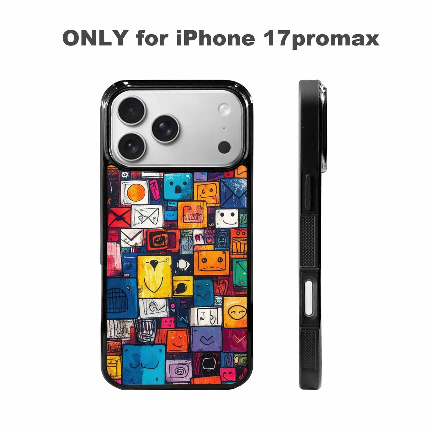 iPhone 17 Pro Max Case — Hand Drawn Icon Doodle Original Art, Custom Printed Phone Case