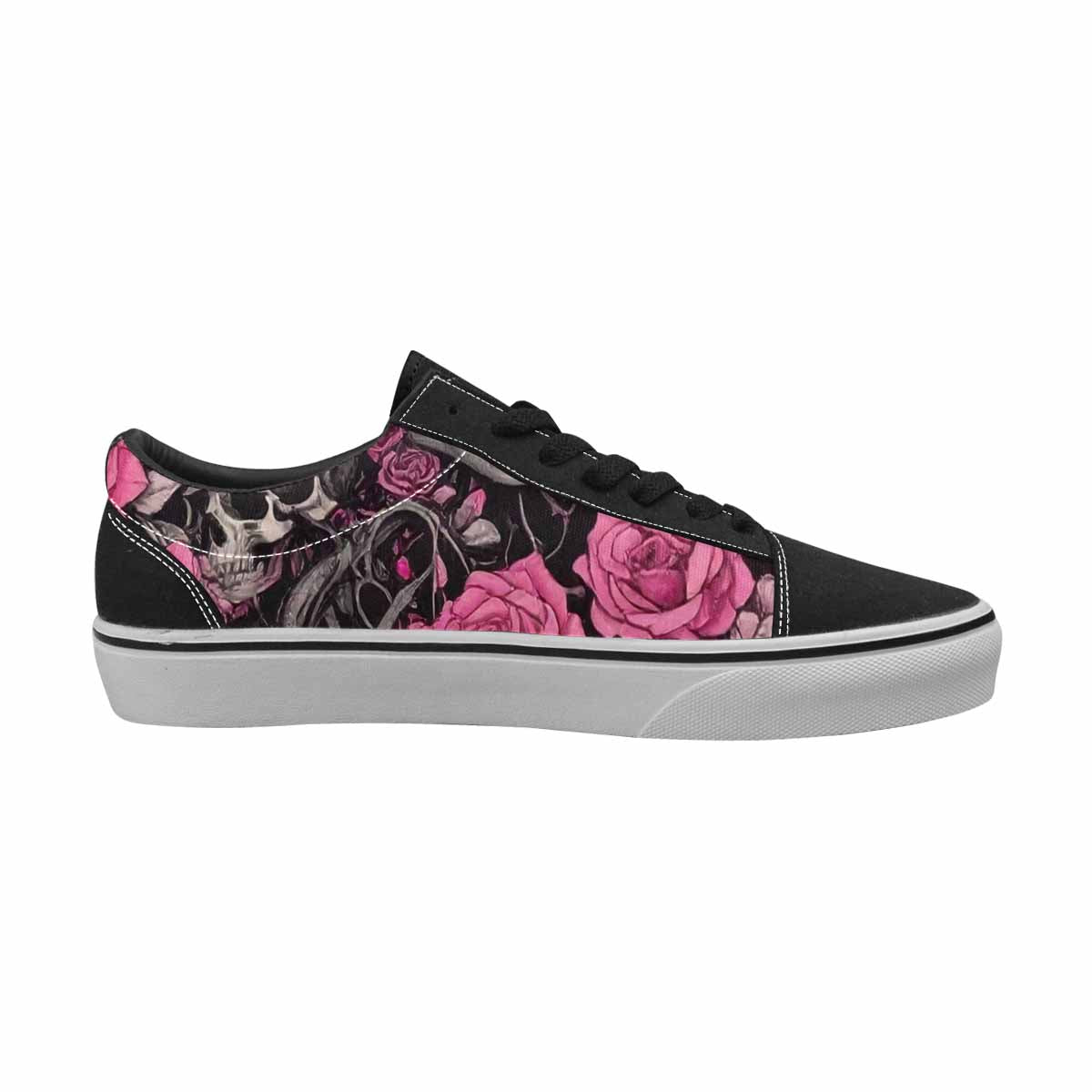 WOMEN'S Skull Roses Lace-Up Canvas Wallpaper Art Custom Sneakers