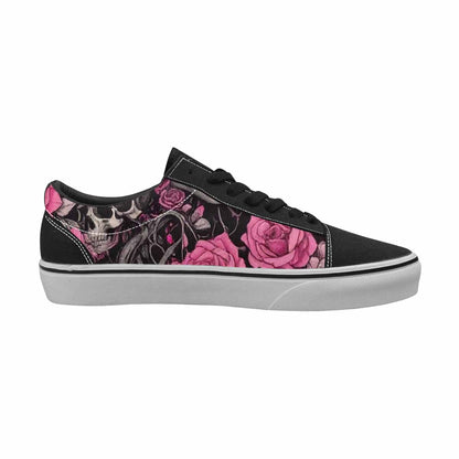 WOMEN'S Skull Roses Lace-Up Canvas Wallpaper Art Custom Sneakers