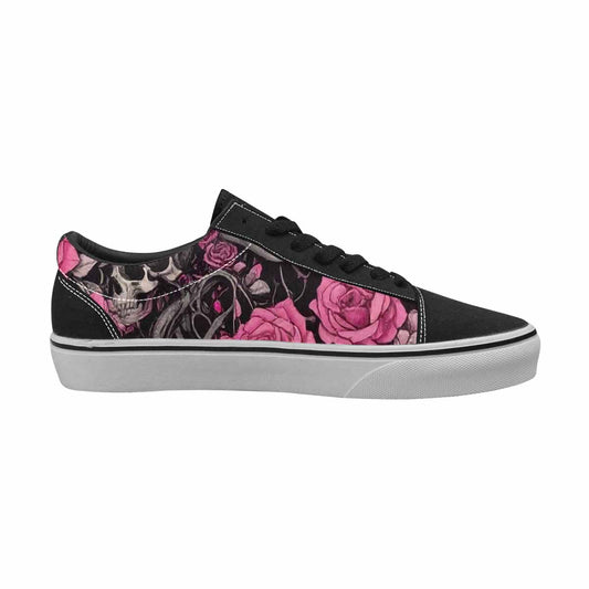 WOMEN'S Skull Roses Lace-Up Canvas Wallpaper Art Custom Sneakers