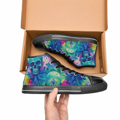 WOMEN'S Tie Dye Skulls Print High Top Canvas Cottagecore Sneakers