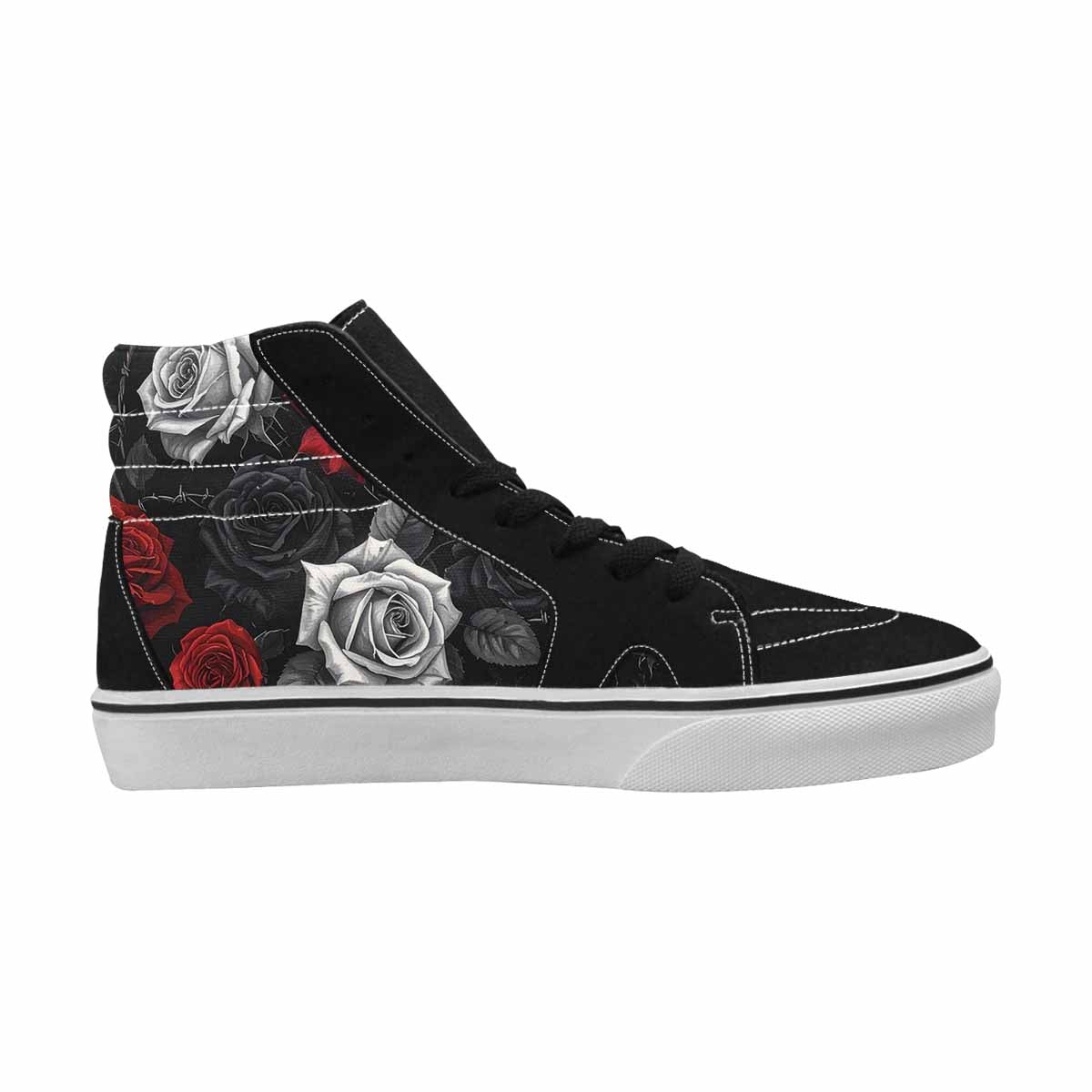WOMEN'S Black Gothic Rose High Top Canvas Vivid Shoes
