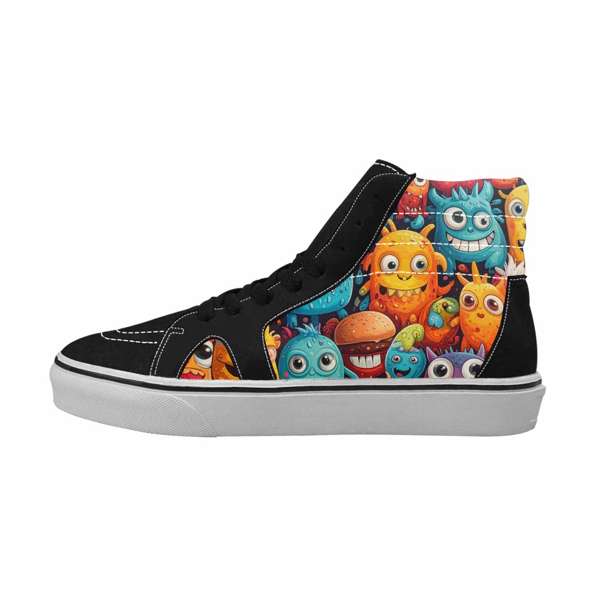 WOMEN'S Cartoon Monster Character High Top Canvas Vibrant Chaos Custom Shoes