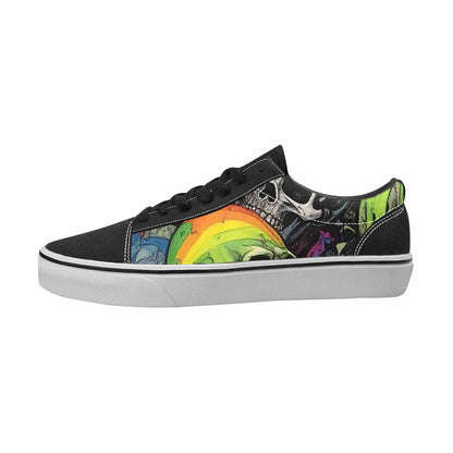 WOMEN'S Skulls Black & Green Ink Canvas Custom Fashion Cottagecore Custom Streetwear Shoes