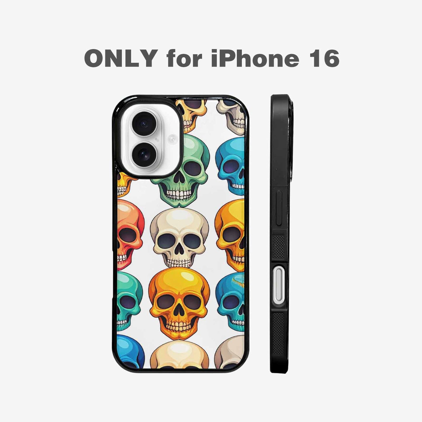 iPhone 16 Case — Vibrant Skull Seamless, Personalized Phone Case