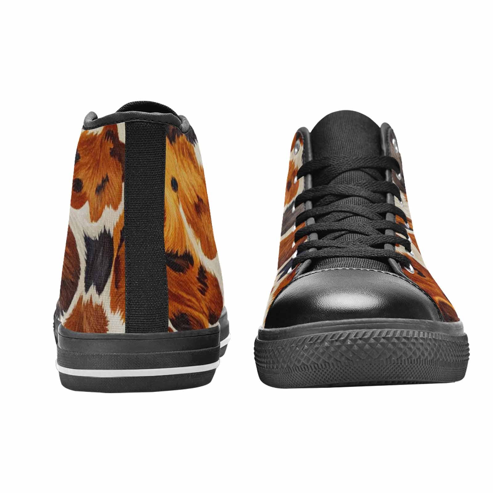 WOMEN'S Cow Animal Print High Top Canvas Surreal Shoes
