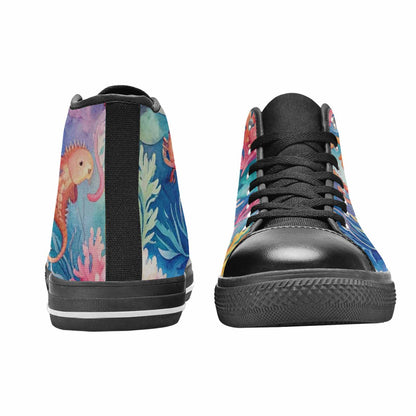 MEN'S Fish Scale Coral High Top Canvas Dark Academia Custom Sneakers