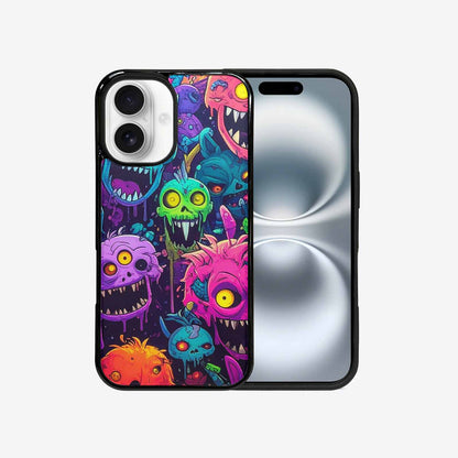 iPhone 16 Case — Mixed Toxic Glow Creature Pattern Hundreds, Unique Phone Case Design