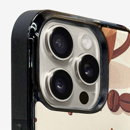 iPhone 15 Pro Max Case — Coffee Cup And Bean Pattern Seamless, Unique Phone Case Design