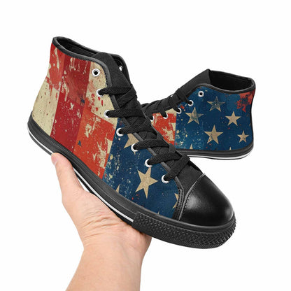 MEN'S American Flag Stars High Top Canvas Dark Academia Custom Shoes