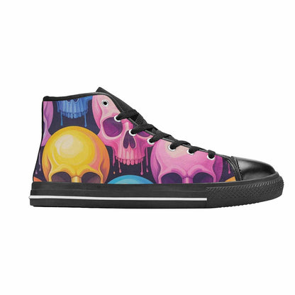 MEN'S Dripping Candy Skulls High Top Canvas Grunge Custom Shoes