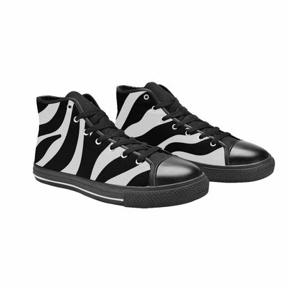 MEN'S Zebra Print Black White High Top Canvas Y2K Sneakers
