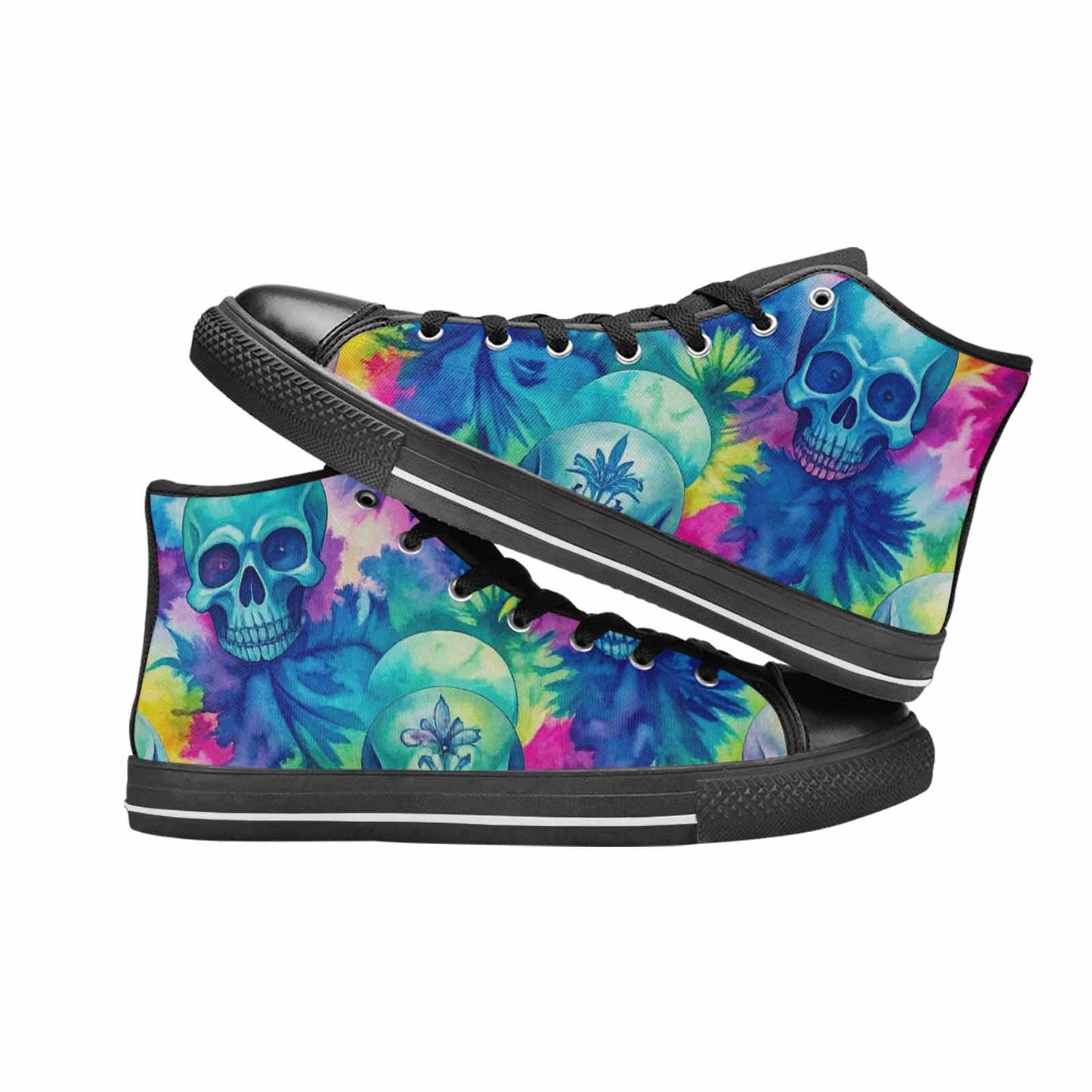 MEN'S Tie Dye Skulls Print High Top Canvas Cottagecore Custom Sneakers