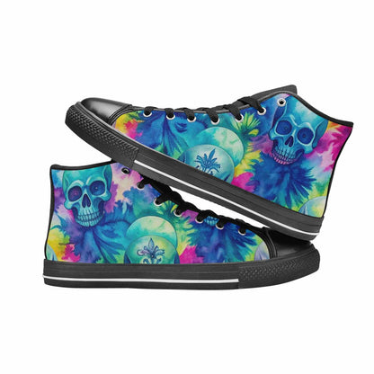 MEN'S Tie Dye Skulls Print High Top Canvas Cottagecore Custom Sneakers