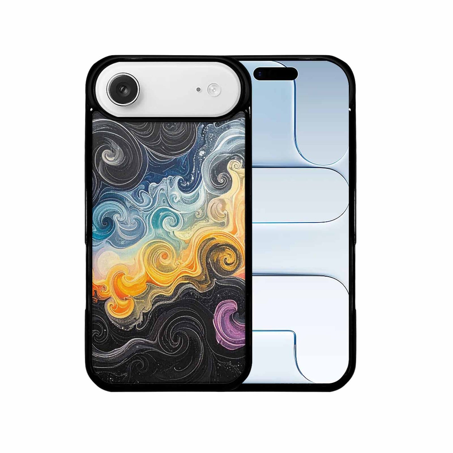 iPhone 17 Air Case — Tie Dye Swirls Black White Tie, Original Design Phone Case