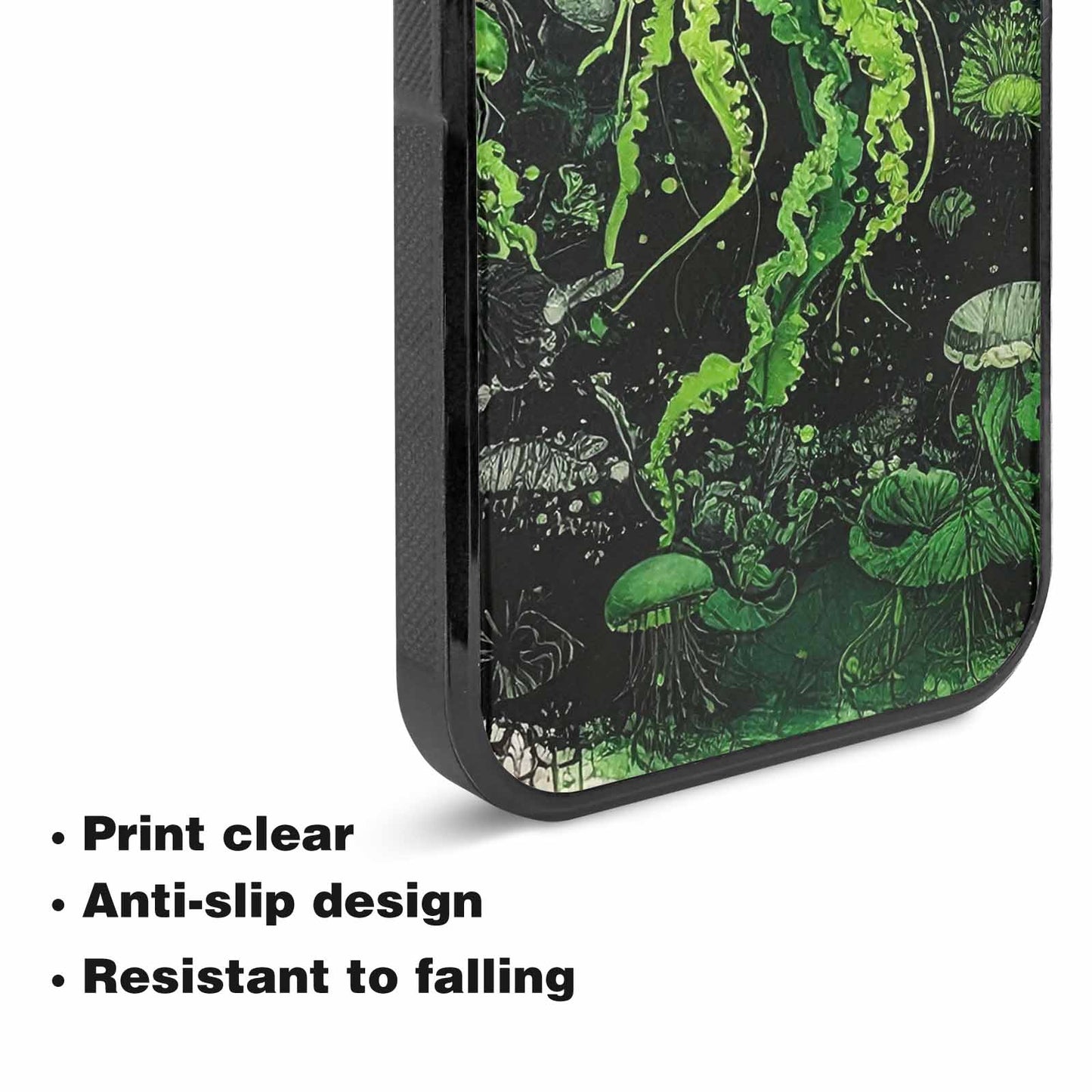 iPhone 15 Plus Case — Sea Creature Burst Black Green Ink, Customized Protective Case
