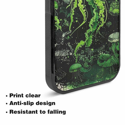 iPhone 15 Plus Case — Sea Creature Burst Black Green Ink, Customized Protective Case
