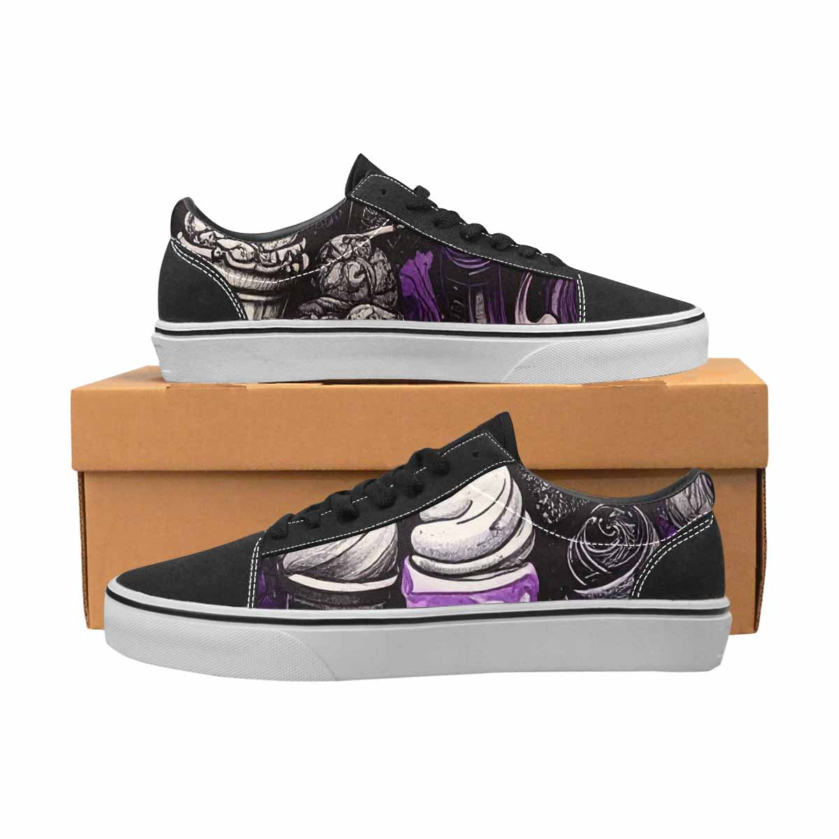 WOMEN'S Ice Cream Motif Lace-Up Canvas Vibrant Chaos Sneakers