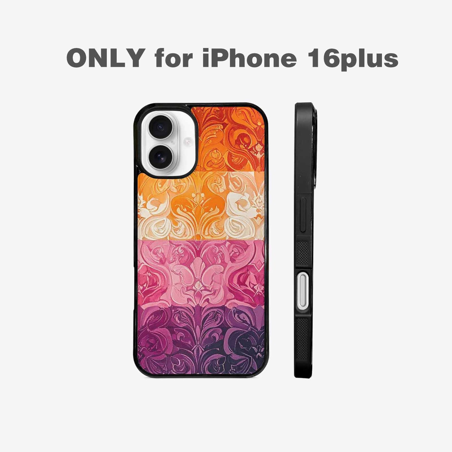 iPhone 16 Plus Case — Lesbian Flag Color Theme Small Rainbow, Customized Protective Case