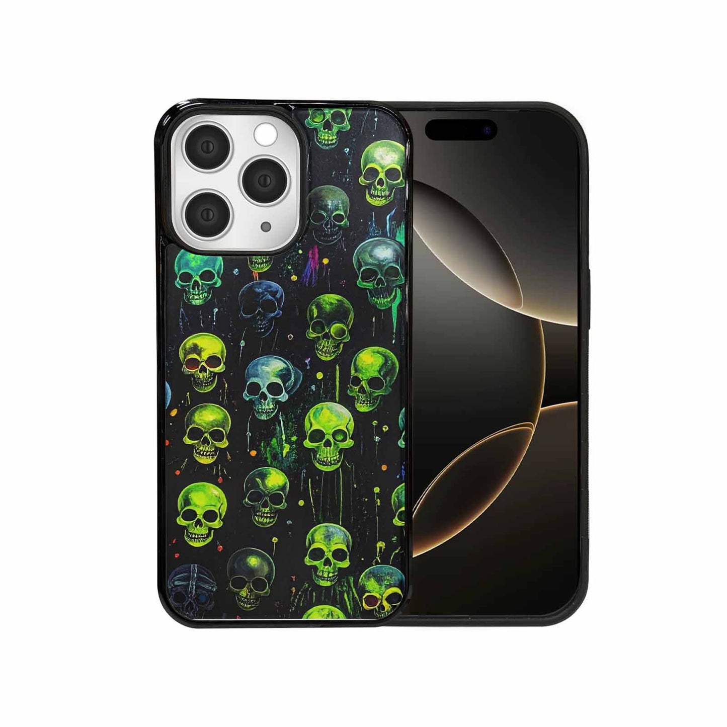 iPhone 15 Pro Max Case — Skeletons Neon Green Glowskele Egb, Personalized Phone Case