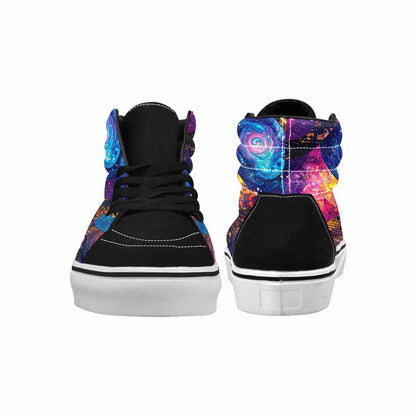 WOMEN'S Galaxy Snake Print High Top Canvas Dark Academia Custom Shoes